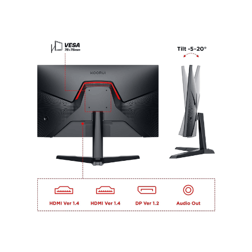 KOORUI 24E3 24 Inch FHD IPS Gaming Monitor Ultra Slim Frame 165Hz Refresh Rate 1ms Response Time, 99% sRGB, FreeSync G-Sync Compatible VESA Mountable HDMI Display Port - Gamez Geek UAE