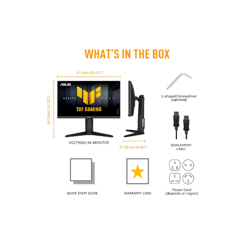 ASUS TUF Gaming VG279Q5A Monitor 27 Inch Fast IPS Display FHD Resolution 200Hz Refresh Rate 0.3ms Response Time AMD FreeSync Premium & NVIDIA G-Sync Compatible Black | 90LM0C30-B01171