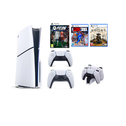 Sony Playstation PS5 Disc Slim Console with Extra Controller International Version with Charging Dock Station and 3 latest Games 2025