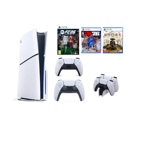 Sony Playstation PS5 Disc Slim Console with Extra Controller International Version with Charging Dock Station and 3 latest Games 2025