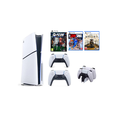 Sony Playstation PS5 Disc Slim Console with Extra Controller International Version with Charging Dock Station and 3 latest Games 2025