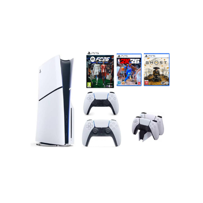 Sony Playstation PS5 Disc Slim Console with Extra Controller International Version with Charging Dock Station and 3 latest Games 2025