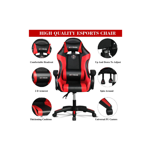 Sky Touch Gaming Chair Adjustable Chair Pc Office Pu Leather High Back Ergonomic design Lumbar Support Comfortable Armrest Head rest