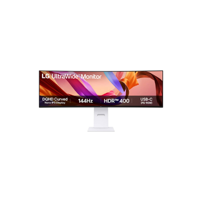 LG 49U950A-W Ultrawide Curved Monitor 49 Inch Nano IPS Display Dual QHD Resolution 144Hz Refresh Rate 1ms MBR Refresh Rate Black Stabilizer HDR 400 Game Mode Crosshair White | 49U950A-W.AM