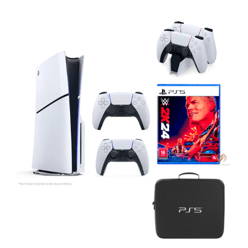 Sony PlayStation 5 Console Disc Version Slim 1TB with Extra Controller International Version with Bag PS5 Charging Station PS5 WWE2K24 - Gamez Geek UAE